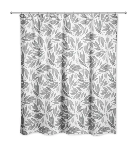 Gray Watercolor Leaves 71x74 Shower Curtain