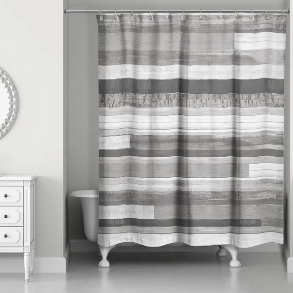 Gray Wood Slats 71x74 Shower Curtain