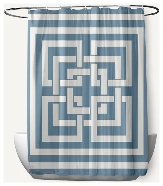 Greek New Key Dusty Smoke 70" w x 73" h Shower Curtain