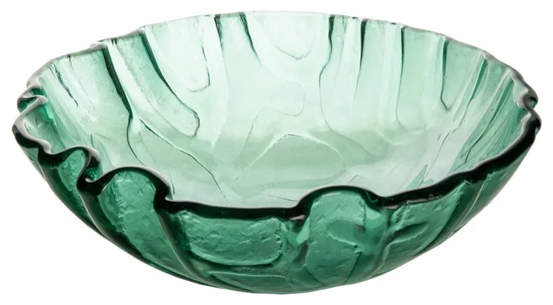 Green Free form Wave Glass Vessel Sink for Bathroom, 16.5 Inch, Round