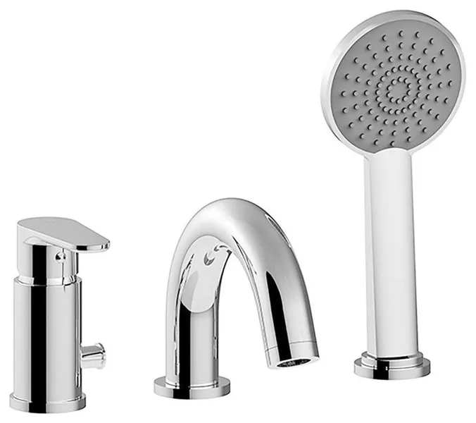 Green GR 040 3 Hole Bath Faucet with Hand Shower, Polished Chrome