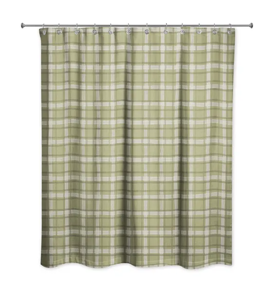 Green Multi Plaid 71x74 Shower Curtain