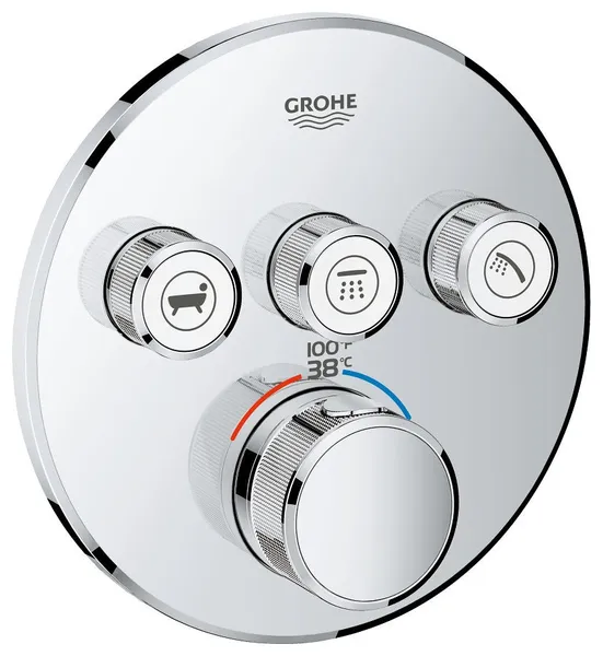 Grohe 29 138 Grohtherm Triple Function Thermostatic Valve Trim - Starlight