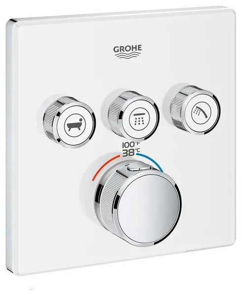 Grohe 29 165 SmartControl Triple Function Thermostatic Valve Trim - Moon White