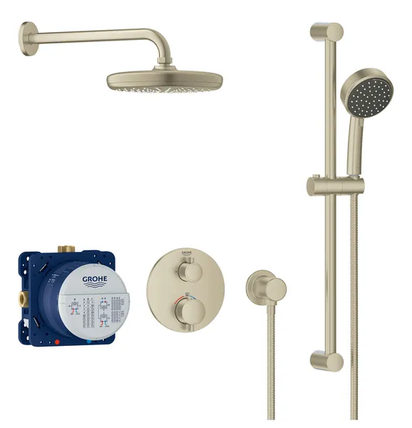 Grohe 34 745 Grohtherm Thermostatic Shower System - Brushed Nickel