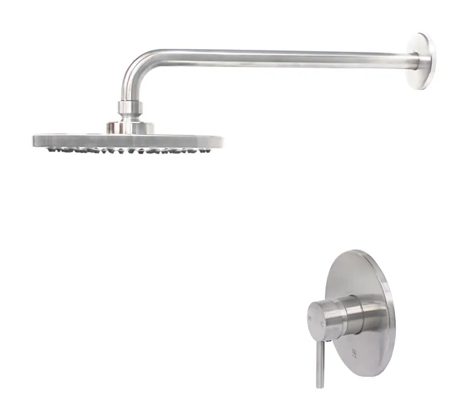 HALO Bathroom Shower Set with Rough-in Valve, Round Shower Head, Arm and Handle, Brushed Nickel