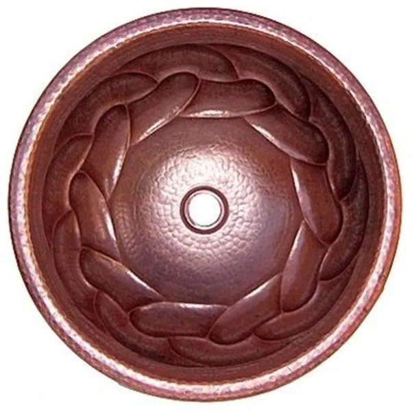 Hammered Round Braided Bathroom Copper Sink