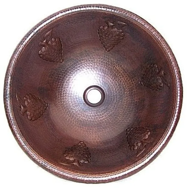 Hammered Round Grapes Bathroom Copper Sink