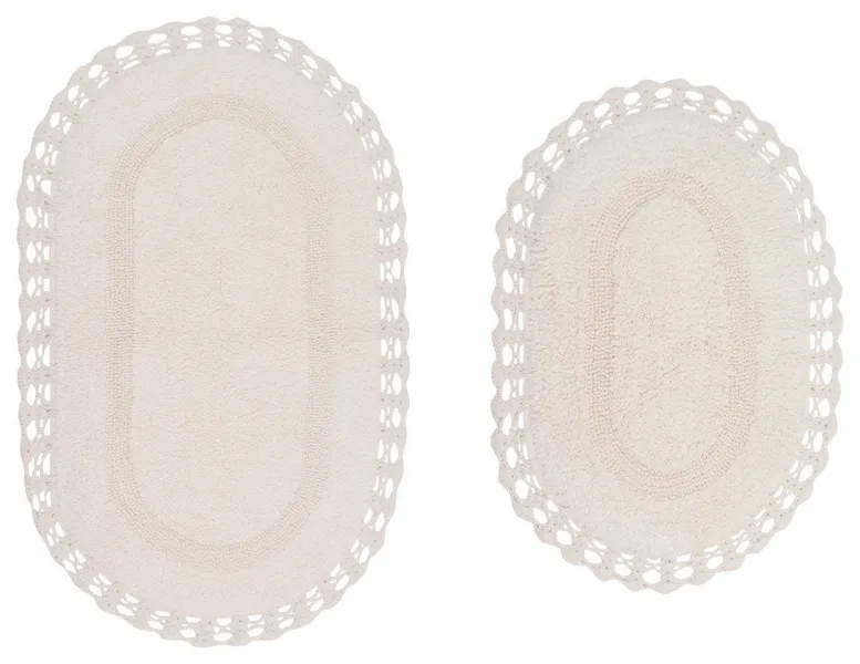 Hampton Crochet Reversible Bath Rug Set, 2 Piece Set, Ivory