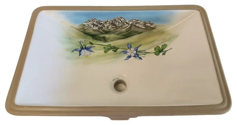 Hand Painted Rocky Mountain Columbine Sink, Limited Edition