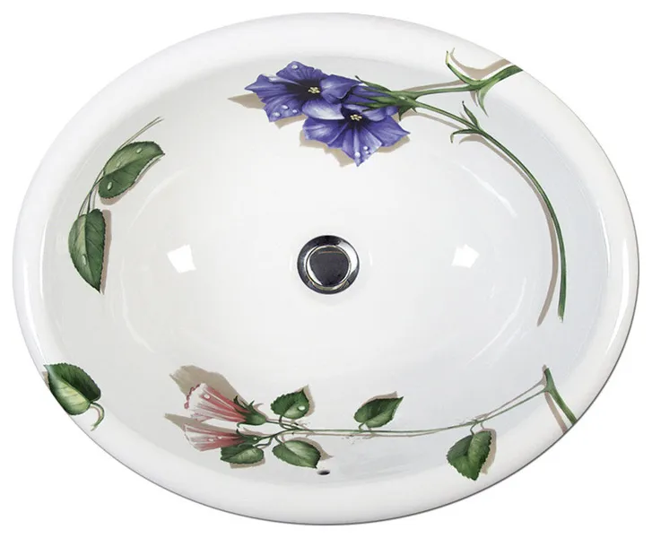 Hand Painted Sink "MORNING GLORIES " Donna Drop-In Sink