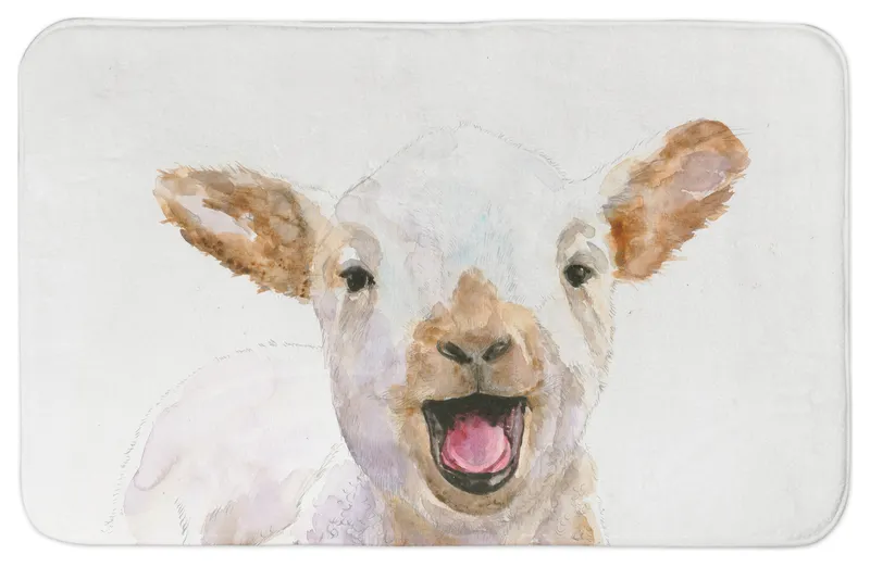 Happy Baby Goat Painting 34x21 Bath Mat
