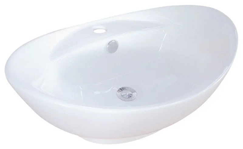 Harmon White China Vessel Bathroom Sink with Overflow Hole & Faucet Hole EV4080