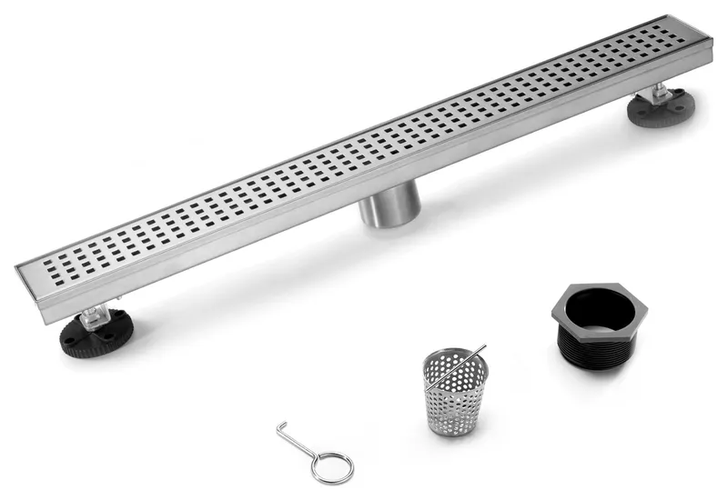 HEATGENE Linear Shower Drain Stainless Steel Rectangle, Brush, 24"