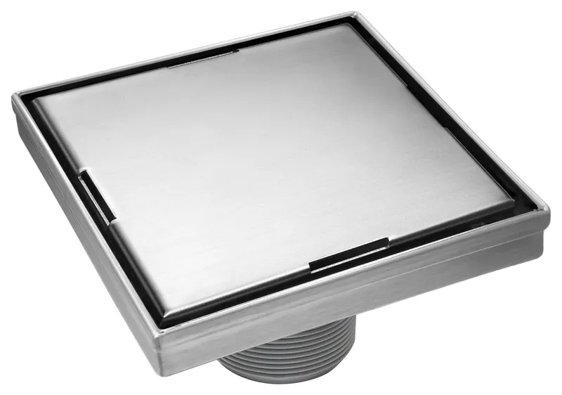 HEATGENE Square Shower Drain With Flat Cove, Brush, 4"