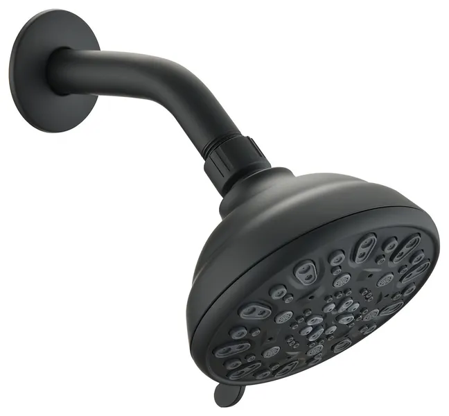 High Pressure 7-Setting Spiral Shower Head With Shower Arm, Matte Black