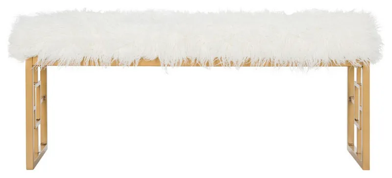 Hinu Faux Sheepskin Bench White