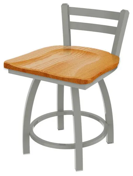 Holland Jackie 411 18" Swivel Vanity Stool - Nickel/Medium Oak