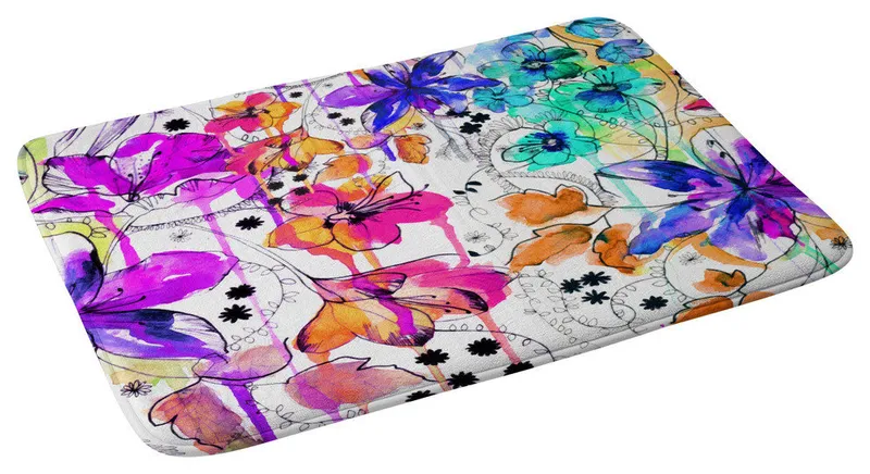 Holly Sharpe Lost In Botanica 1 Memory Foam Bath Mat, 17"x24"