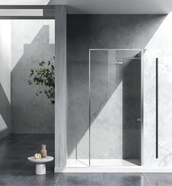 Home Living 35X76 Fixed Framed Shower Door, Polished Chrome
