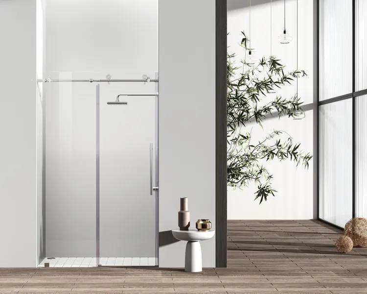 Home Living 48X76 Frameless Single Sliding Shower Door, Polished Chrome