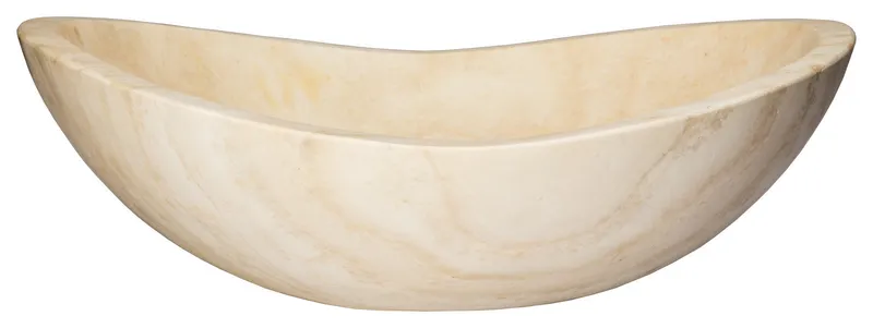 Honed Beige Travertine Natural Stone Canoe Vessel Sink, Beige Travertine