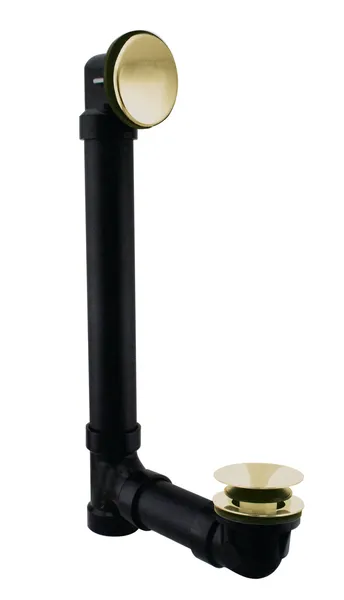 Illusionary Overflow 12" & 4" Sch. 40 ABS Bath Waste and Overflow with Tip, Polished Brass