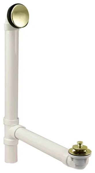 Illusionary Overflow 12" & 4" Sch. 40 PVC Bath Waste and Overflow Lift, Polished Brass