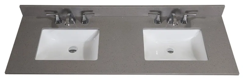 Imperia Mountain Gray Bathroom Vanity Top With White Sink, 60"