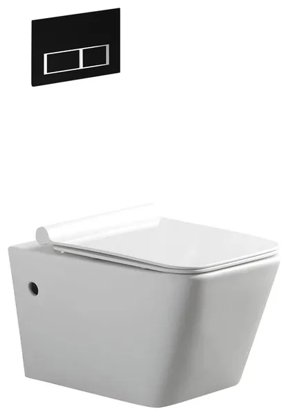 In-Wall Toilet Set, 2"x4" Carrier and Tank, Black Rectangular Actuators