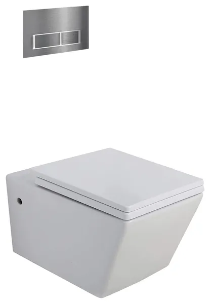 In-Wall Toilet Set, 2"x4" Carrier and Tank, Chrome Rectangular Actuators