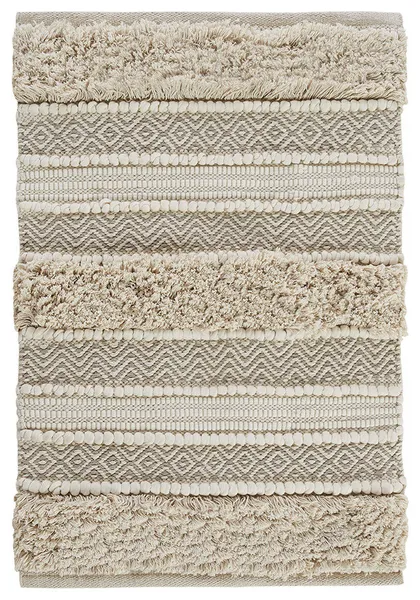 INK+IVY Asher Hand-Woven Shaggy Boho Bath Rug, Natural/Taupe