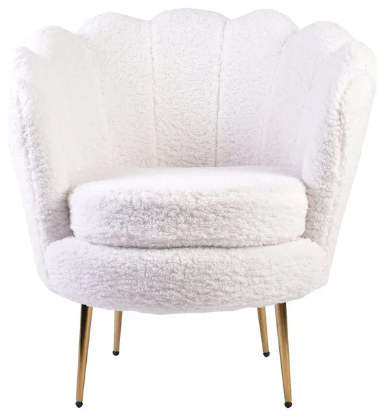 Isabella Channel Tufted Vanity Armchair, White Lamb's Wool
