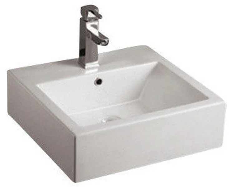 Isabella Square Wall Mount Basin With Overflow, Single Faucet Hole