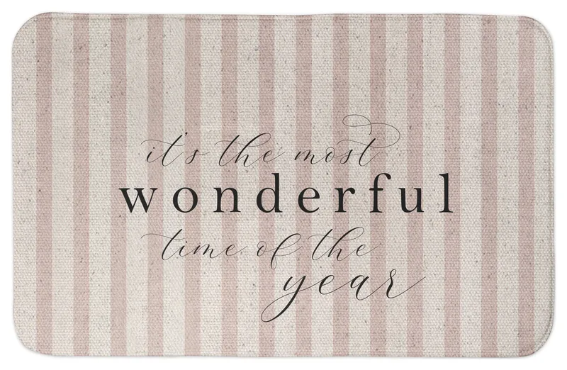 It's the Most Wonderful Time of the Year Red Stripe 21x34 Bath Mat