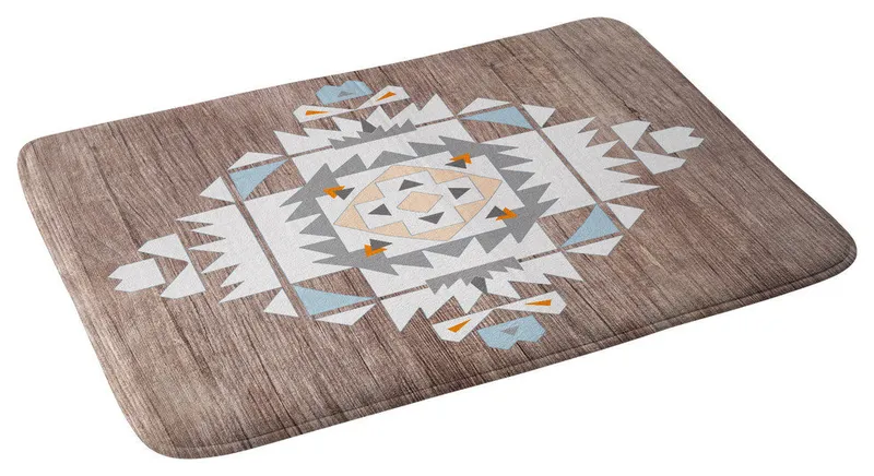 Iveta Abolina Cream Tribal Memory Foam Bath Mat, 17"x24"