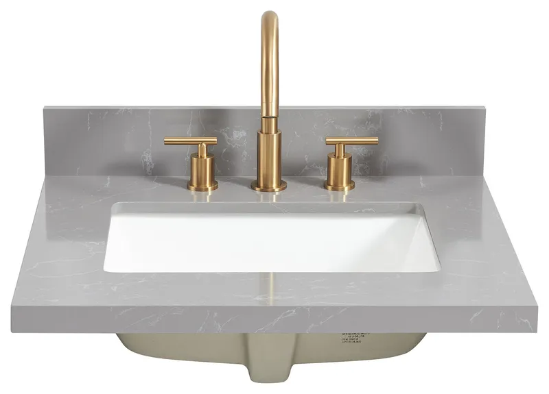 Jaen Composite Stone Vanity Top With Ceramic Sink, Reticulated Gray, 25"