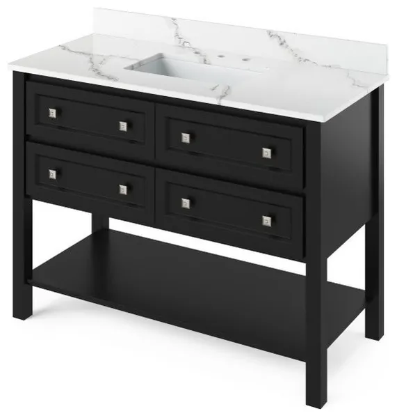 Jeffrey Alexander Adler 48" Black Single Sink Vanity With Quartz Top