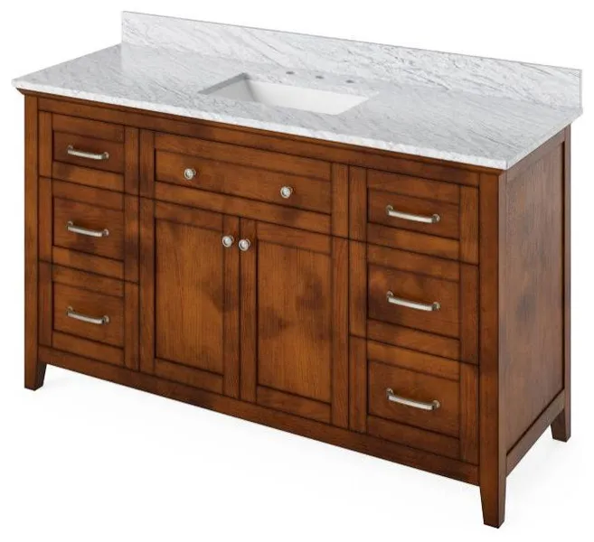 Jeffrey Alexander Chatham 60" Chocolate Single Sink Vanity With Marble Top