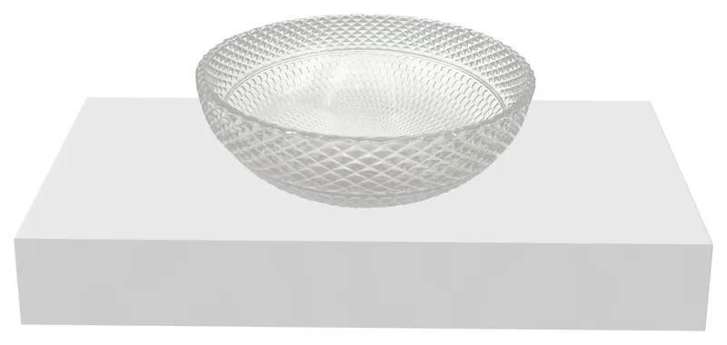 Jewel 16" Round Crystal Sinks With White Base, Clear, 30" Countertop