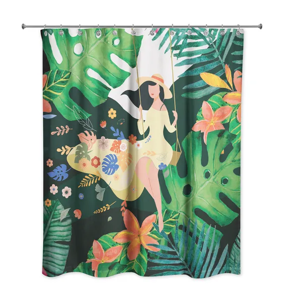 Jungle Swing Girl 71x74 Shower Curtain