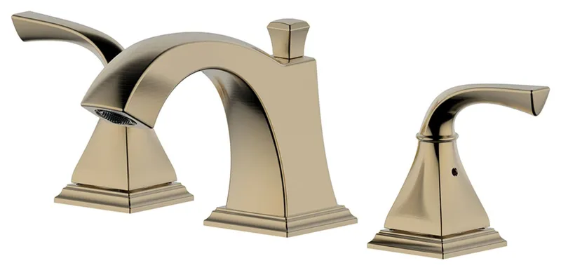 Kaden Double Handle Gold Widespread Faucet, Drain Assembly With Overflow