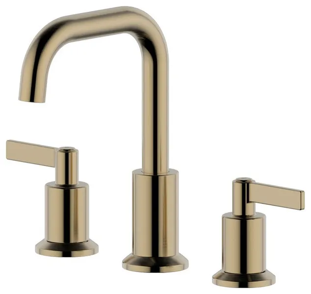 Kadoma Double Handle Gold Widespread Faucet, Drain Assembly Without Overflow