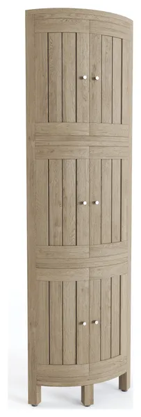 Kai-Mist Four-Tier Corner Teak Bath Stand with Front-Facing Doors