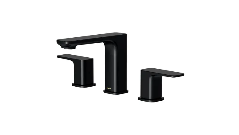 Karran 2-Handle 3-Hole Widespread Faucet With Pop-up Drain, Matte Black