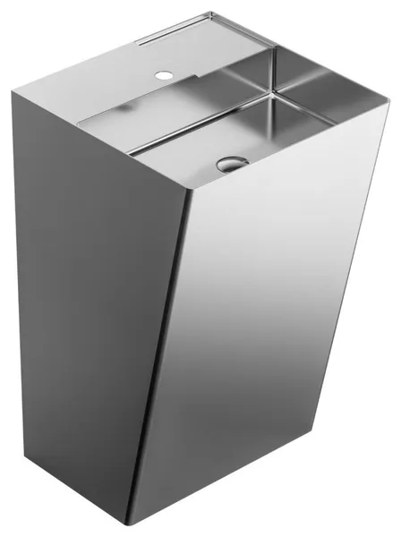 Karran Cinox Stainless Steel Rectangular Pedestal Sink, Stainless Steel