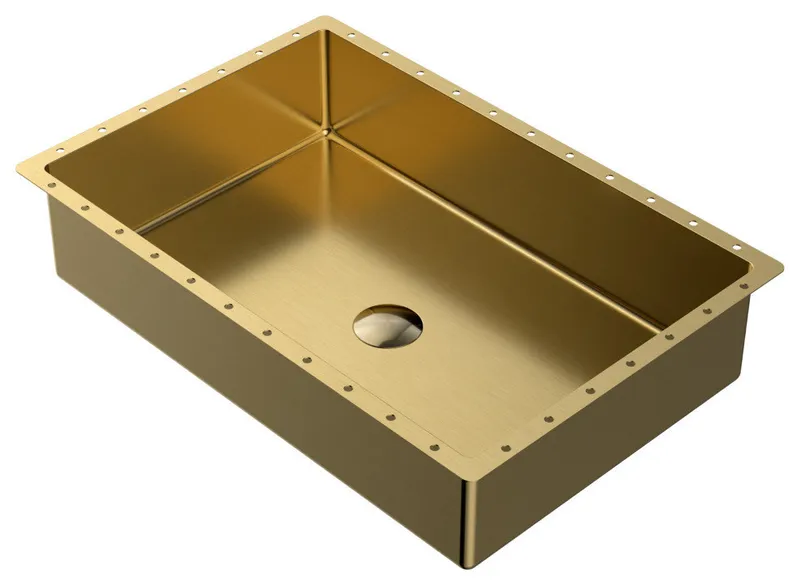 Karran Cinox Stainless Steel Rectangular Undermount Sink, Gold