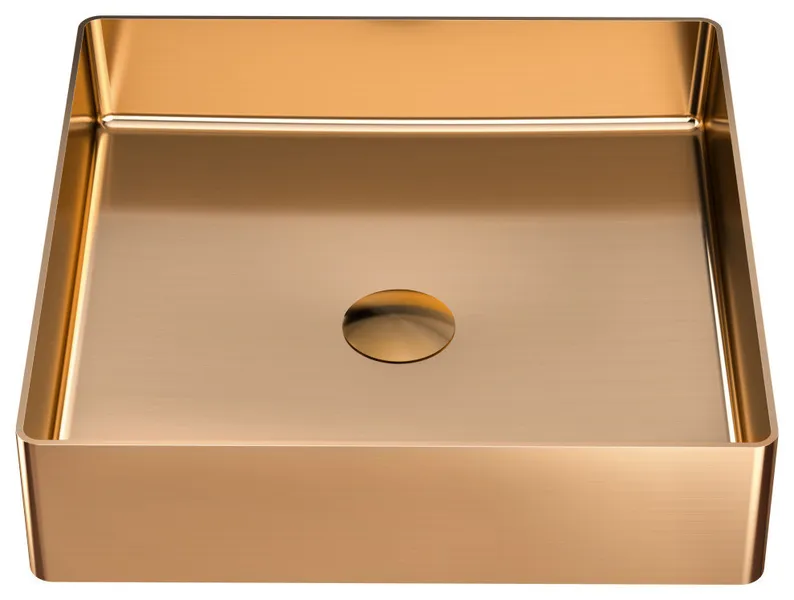 Karran Cinox Stainless Steel Square Vessel Sink, Brushed Copper