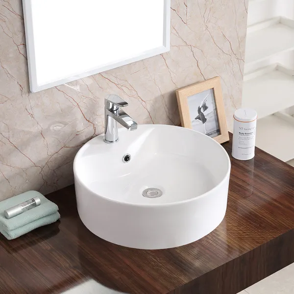 Karran Valera 18" Vitreous China Vessel Sink, White With Overflow Drain