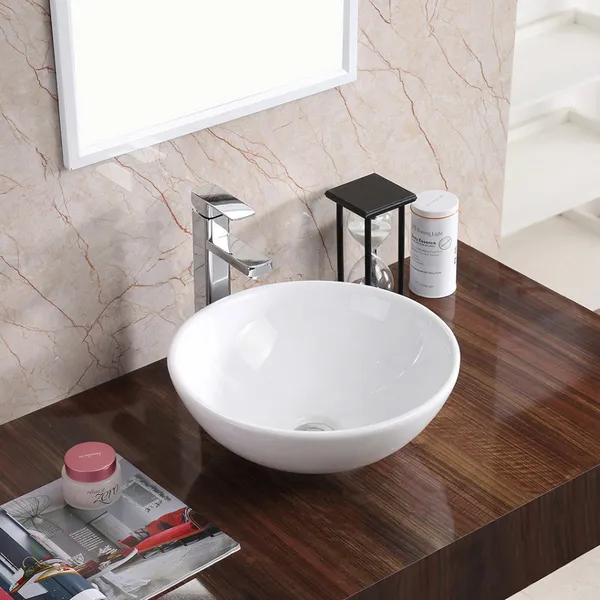 Karran VC-411-WH Valera 16" Vitreous China Vessel Bathroom Sink, White